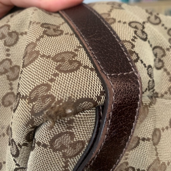 100% Authenic Gucci canvas shoulder bag with brown leather trim… preloved … - Picture 16 of 16